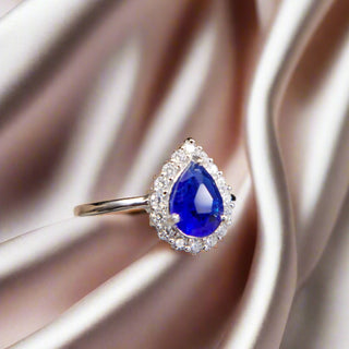 sapphire glass teardrop sparkle ring