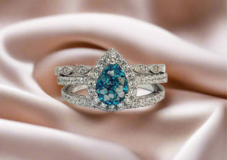 The Cassandra Teardrop Stacker Ashes Ring cornflower blue sparkle