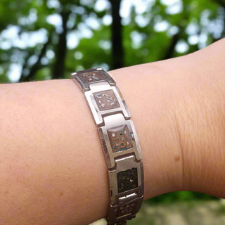 on wrist Tungsten Inlay Ashes Bracelet