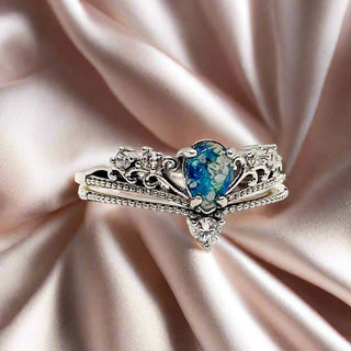 light blue leaf Empress Stacking Ashes Ring
