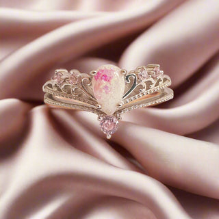 pearl shimmer pop of pink/pink accent stones Empress Stacking Breastmilk Ring