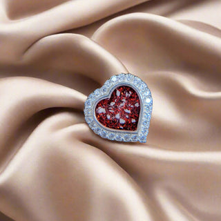 crimson red sparkle clear april birthstones Heart Birthstone Ashes Charm