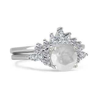 Stacking ring with non-yellowing breastmilk glass inclusion, sterling silver band.