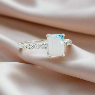 pure milk and pop of light blue leaf breastmilk ring
