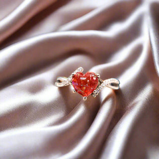 ruby leaf Wren Ashes Inclusion Ring