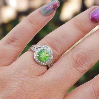 scale on model Violet Stacker Ashes Inclusion Ring