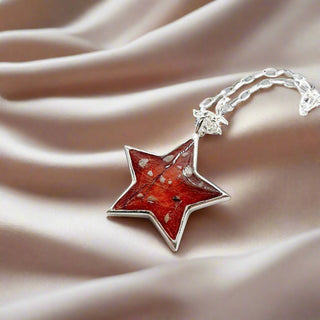 red pearl, ashes and fur Shining Star Ashes Pendant